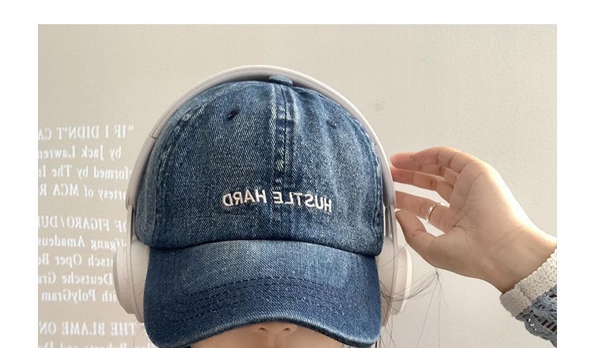 Lettering Embroidered Washed Denim Baseball Cap