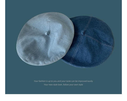 Washed Denim Beret