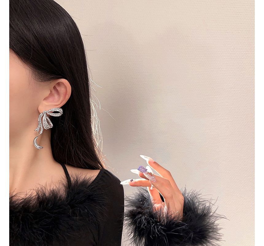 Bow Rhinestone Stud Earring