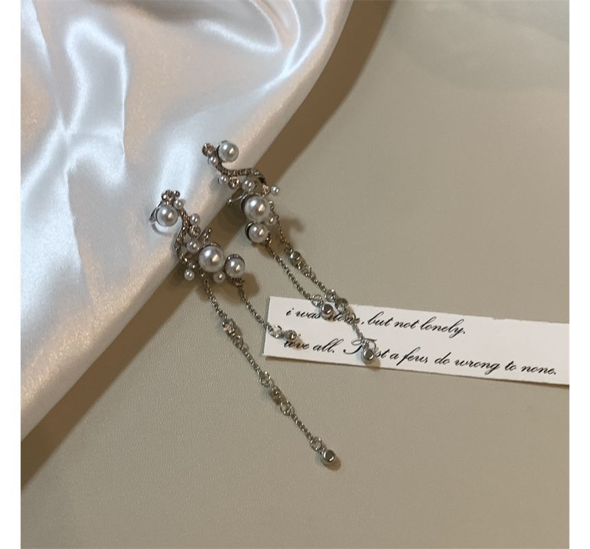 Rhinestone Cuff Fringe Ear Faux Pearl