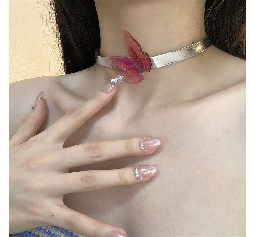 Leather Faux Butterfly Choker