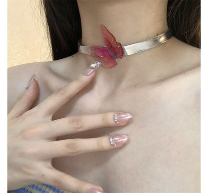Leather Faux Butterfly Choker