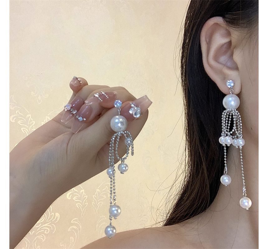 Earring Pearl Fringe Drop Faux