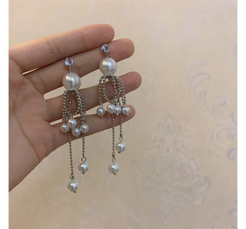 Earring Pearl Fringe Drop Faux