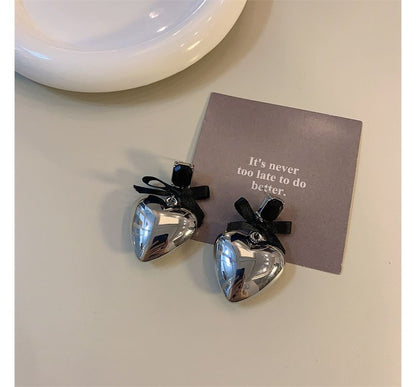 Heart Bow Rhinestone Drop Earring