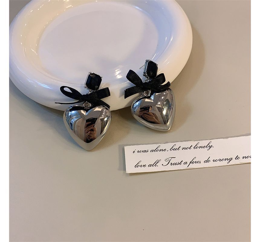 Heart Bow Rhinestone Drop Earring