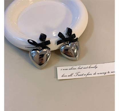 Heart Bow Rhinestone Drop Earring