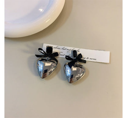 Heart Bow Rhinestone Drop Earring