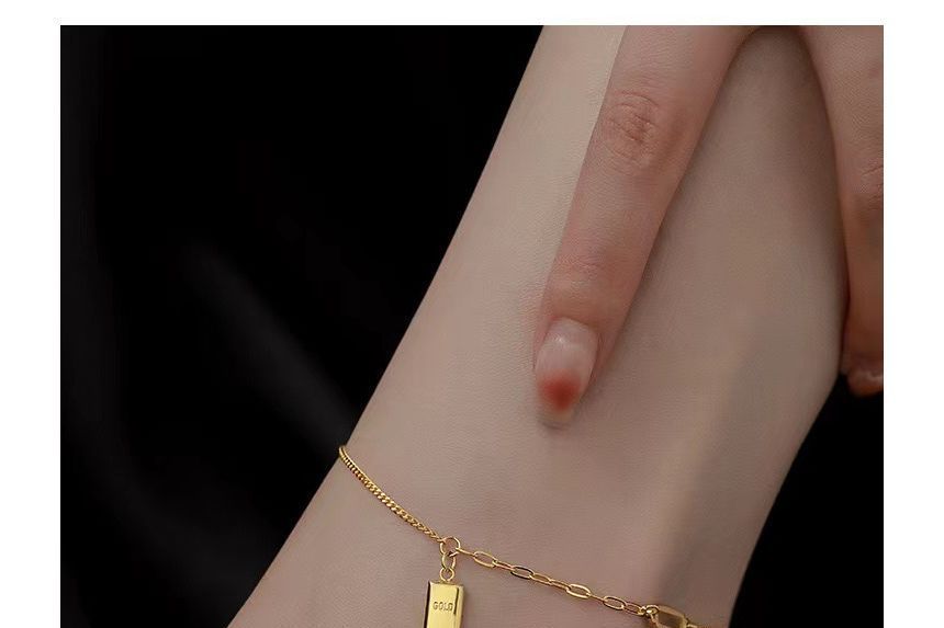 Gold Brick Pendant Anklet