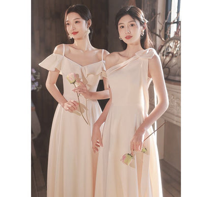 Ruffle Gown A-Line Plain Evening