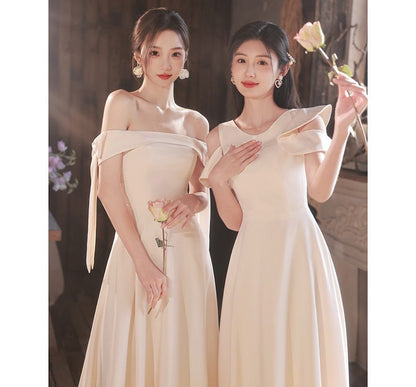 Ruffle Gown A-Line Plain Evening