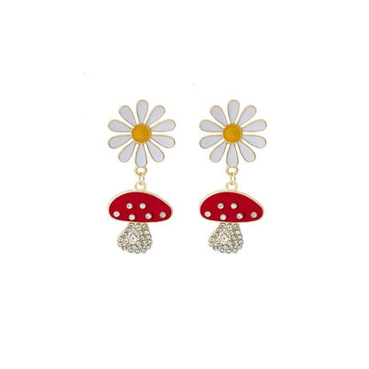 Mushroom Rhinestone Drop Earring