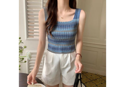 Sleeveless Knit Striped Top