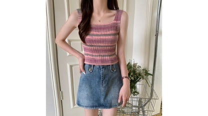 Sleeveless Knit Striped Top