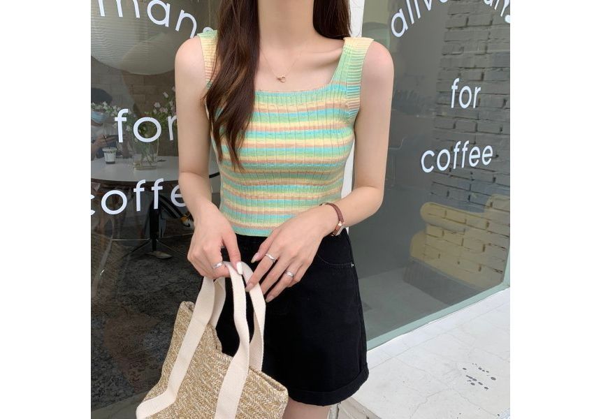 Sleeveless Knit Striped Top
