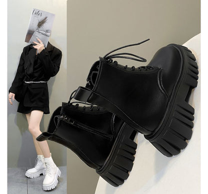 Lace-Up Platform Short Boots