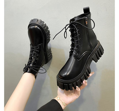 Lace-Up Platform Short Boots