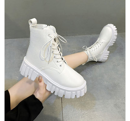 Lace-Up Platform Short Boots