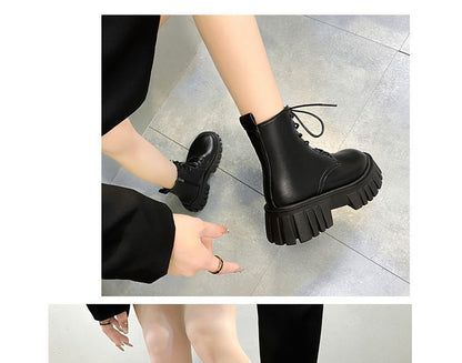 Lace-Up Platform Short Boots