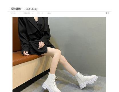 Lace-Up Platform Short Boots