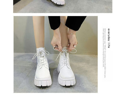 Lace-Up Platform Short Boots