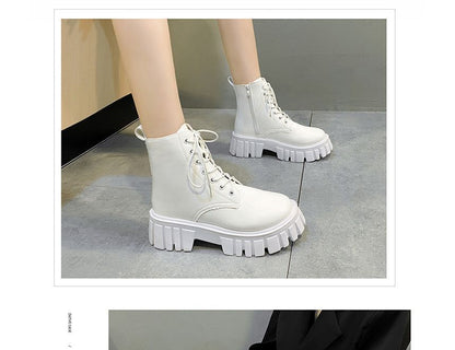 Lace-Up Platform Short Boots