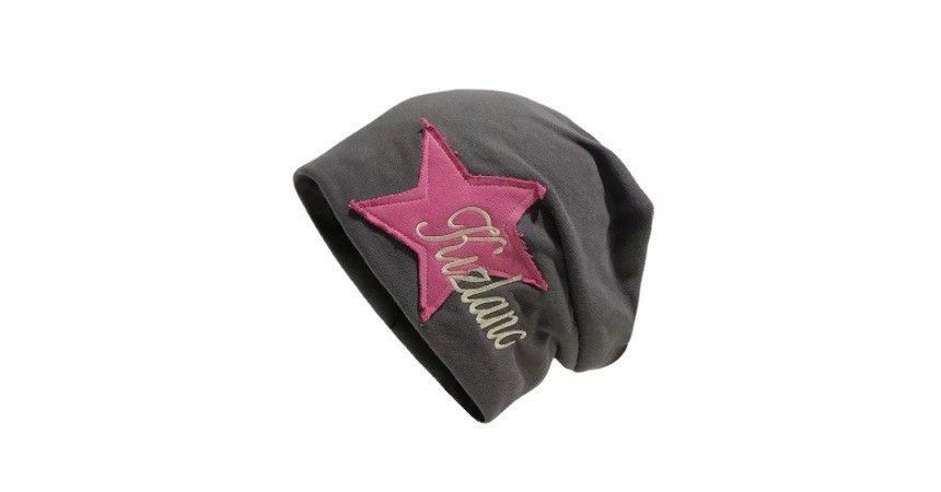 Lettering Star Embroidered Slouchy Beanie