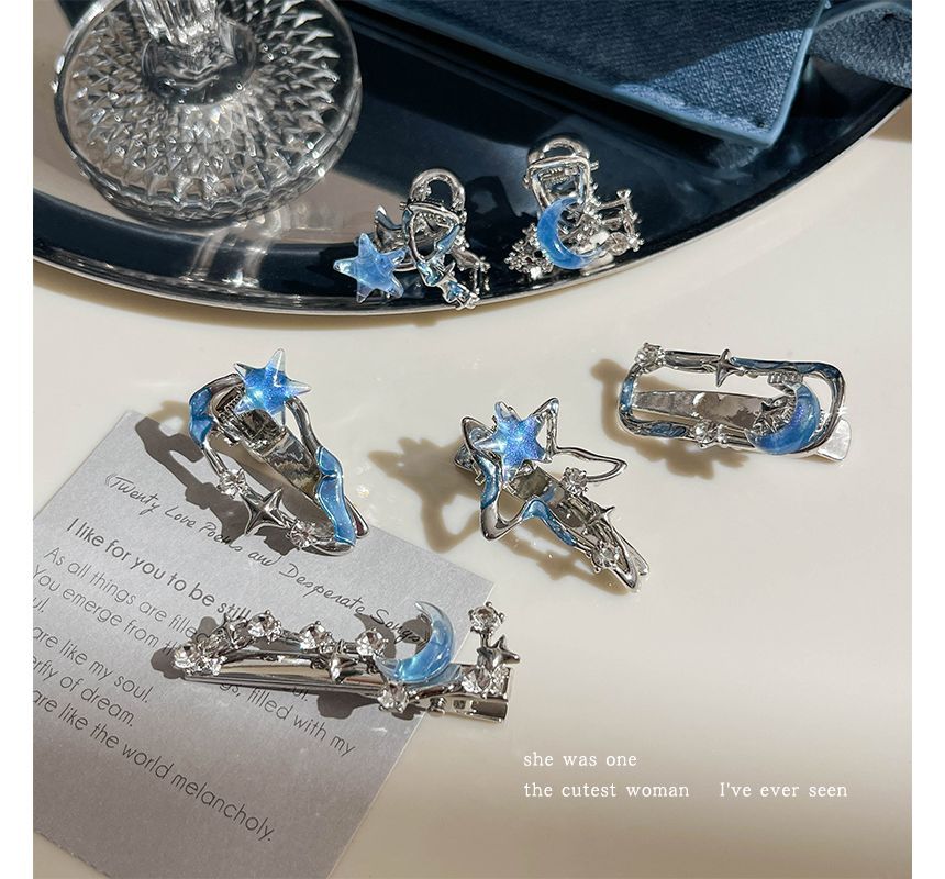 Moon & Star Alloy Hair Clip / Hair Clamp