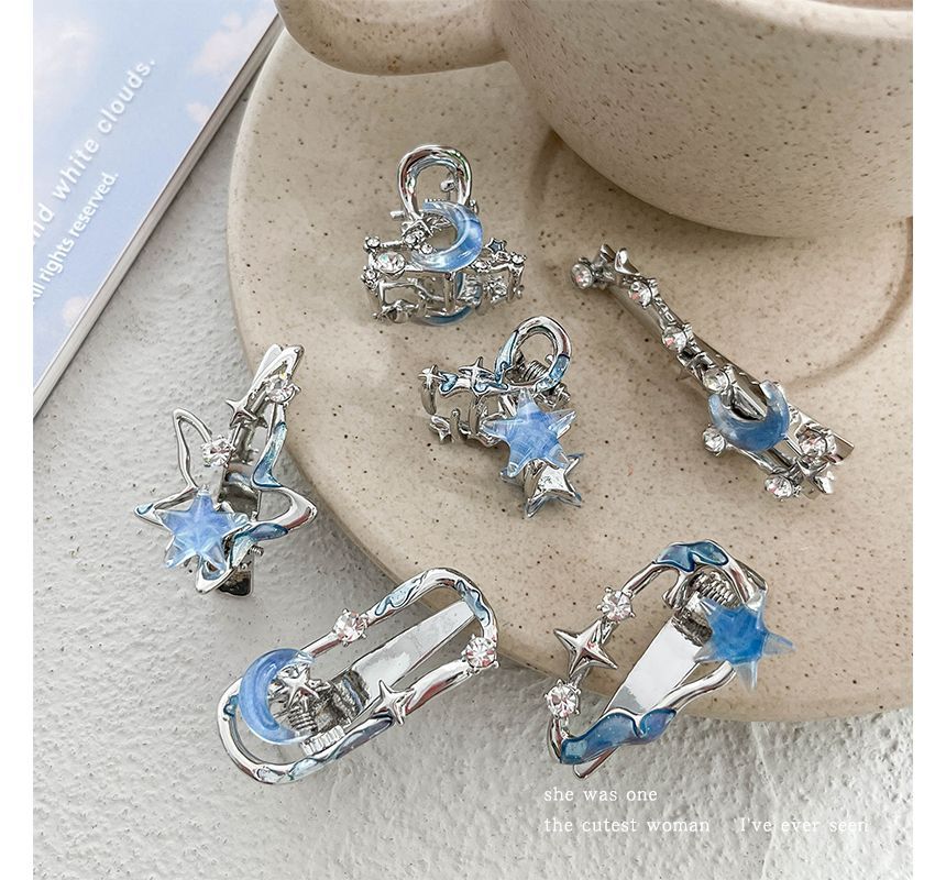 Moon & Star Alloy Hair Clip / Hair Clamp