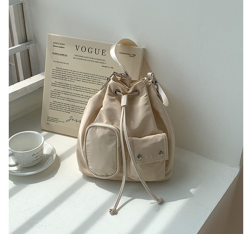 Drawstring Nylon Bucket Bag