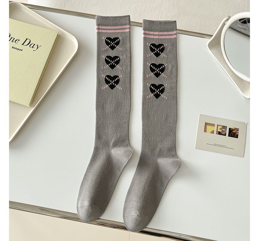 Heart Print Tall Socks