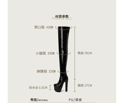 Platform Panel High Heel Over The Knee Boots