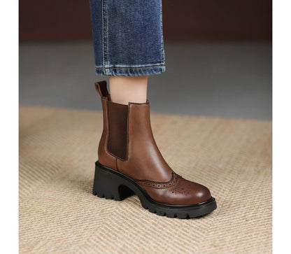 Platform Wingtip Block Heel Chelsea Boots