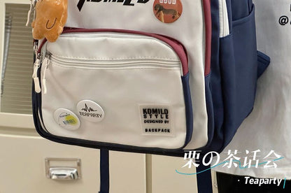 Lettering Multi-Pocket Backpack / Bag Charm / Set