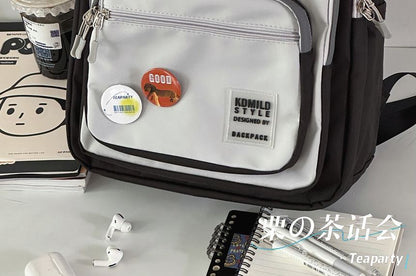 Lettering Multi-Pocket Backpack / Bag Charm / Set