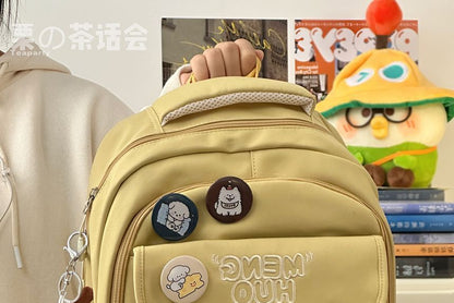 Letter Embroidered Multi-Pocket Backpack / Bag Charm / Set