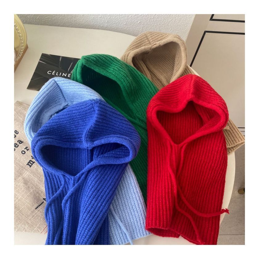 Plain Drawstring Knit Balaclava