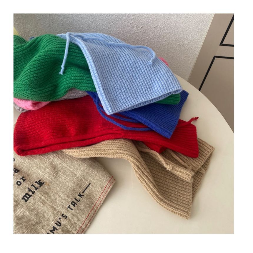 Plain Drawstring Knit Balaclava