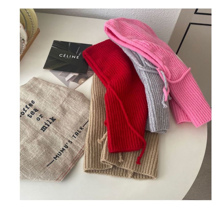 Plain Drawstring Knit Balaclava