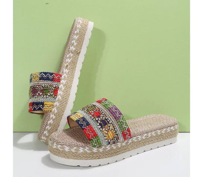 Sandals Patterned Slide Platform
