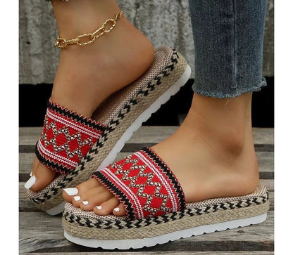 Sandals Patterned Slide Platform