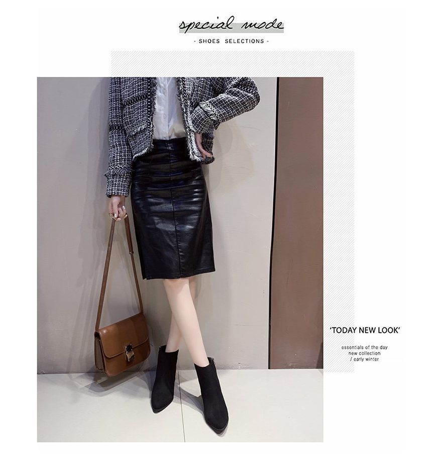 Boots Chunky Pointed Heel Ankle