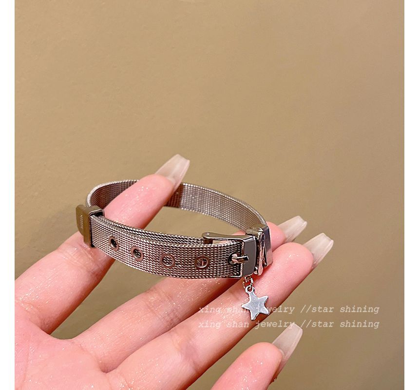 Buckled Faux Bracelet Star Leather Pendant Alloy /