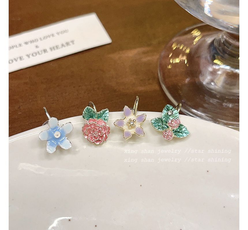 Alloy Set Designs) Floral Earring (Various 4: of