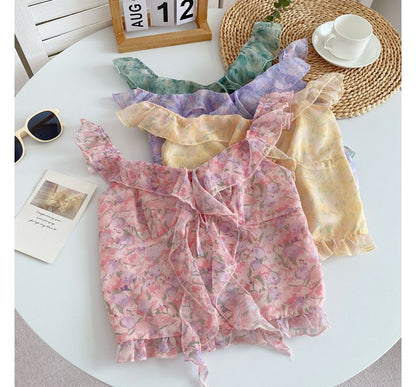 Camisole-Top mit Blumenmuster und Rüschen