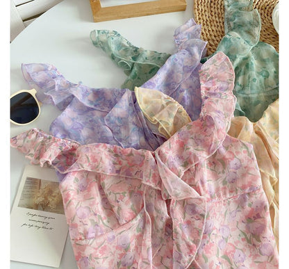 Camisole-Top mit Blumenmuster und Rüschen