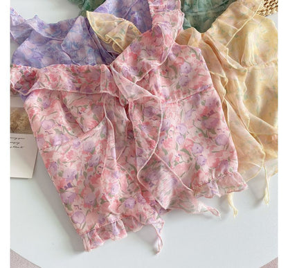 Camisole-Top mit Blumenmuster und Rüschen