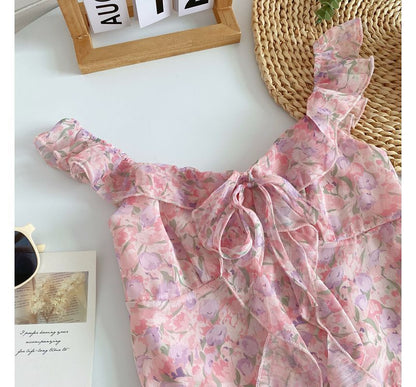 Camisole-Top mit Blumenmuster und Rüschen