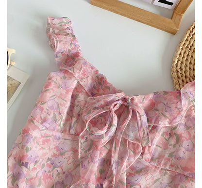 Camisole-Top mit Blumenmuster und Rüschen