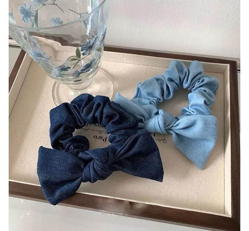 Bow Denim Scrunchie